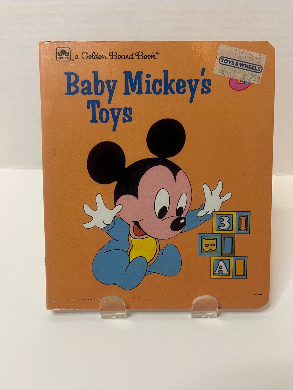a Golden Board Book- 6098- Disney Babies- Baby Mickey’s Toys- Vintage Board Book